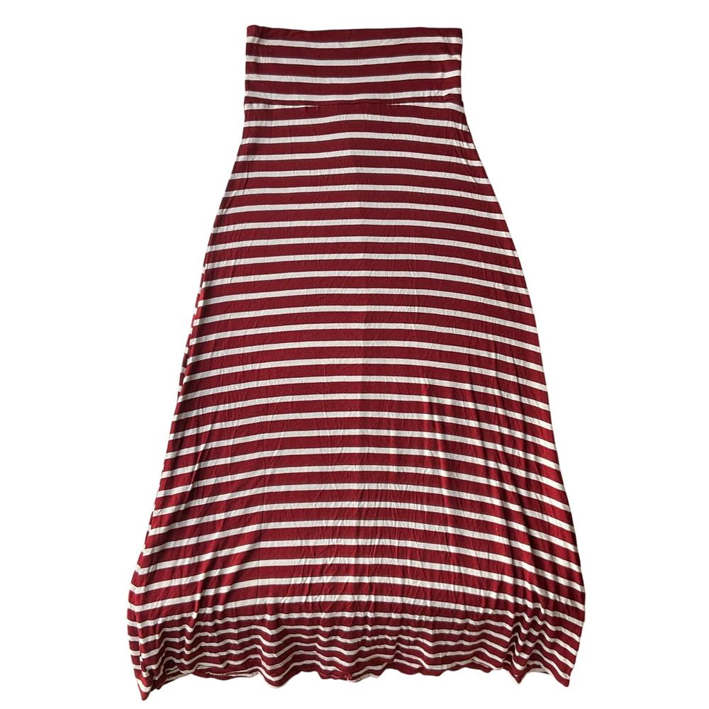 Heart to Hips Women Maxi Skirt size S Stretchy A-line Stripes Red & White